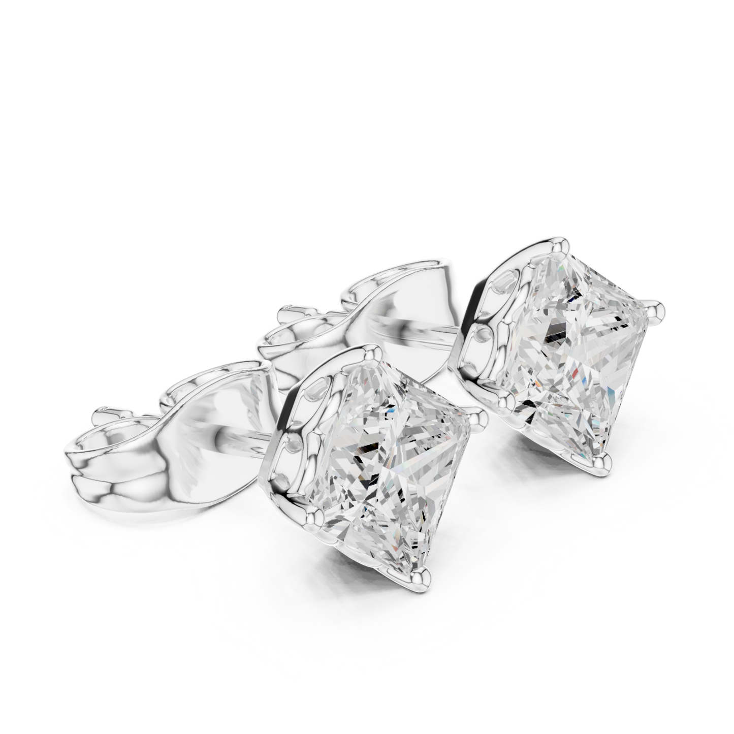 0.88Ct Princess Lab Grown Diamond Solitaire Stud Earring
