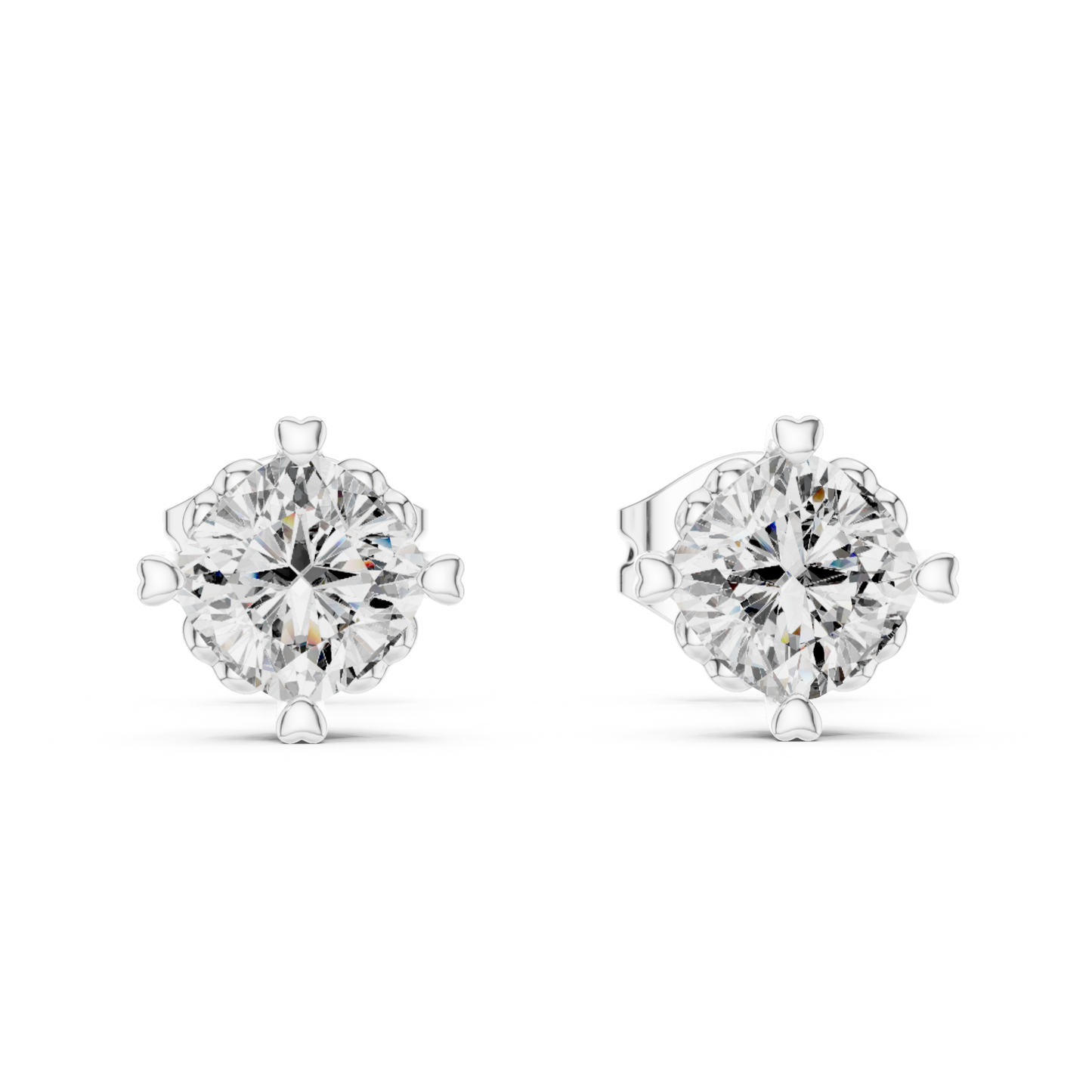 1.40 Ct Cushion Cut Lab Grown Diamond 4 Prong Earrings