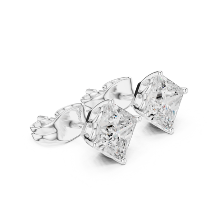 Princess Lab Grown Solitaire Prong Set Diamond Stud Earring