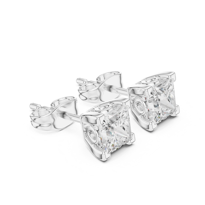 Princess Cut Lab Grown Diamond Solitaire Stud Earring