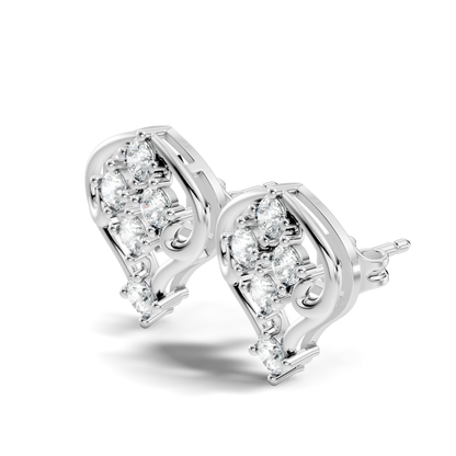 Lab Grown Round Cut Diamond Vintage Scroll Cluster Stud Earring