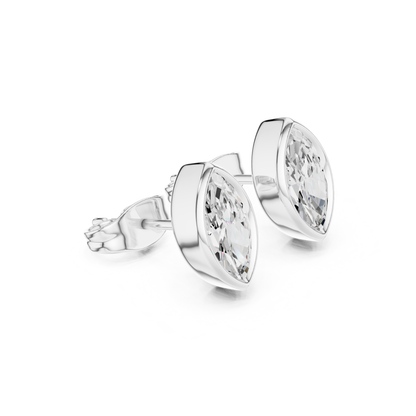 Marquise Cut Lab Grown Diamond Bezel Stud Earrings
