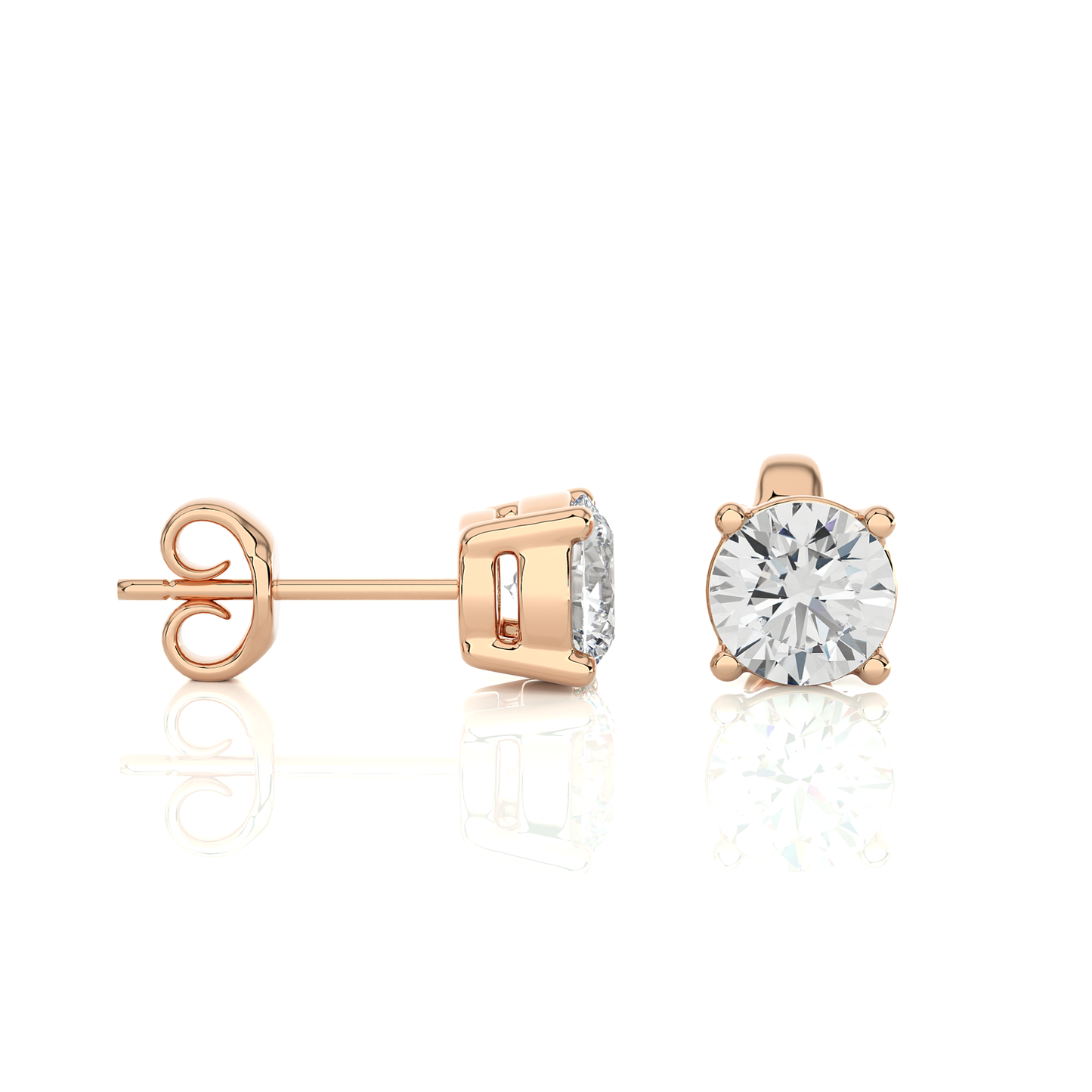 14K Yellow Gold Round Brilliant Cut Diamond Earrings
