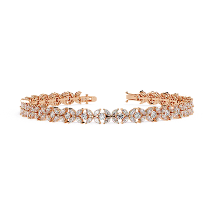 6.25Ct Marquise And Round Cut Diamond Antique Delicate  Vintage 14k Solid Rose Gold Stacking Wedding Tennis Bracelet Gift For Her - HIGHCARAT DIAMONDS