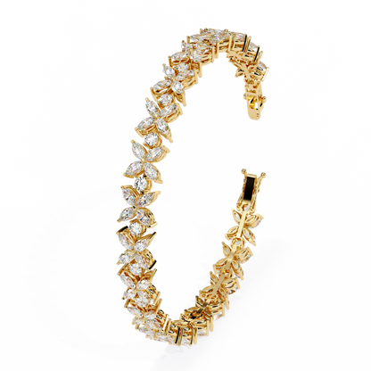 6.25Ct Marquise And Round Cut Diamond Antique Delicate  Vintage 14k Solid Rose Gold Stacking Wedding Tennis Bracelet Gift For Her - HIGHCARAT DIAMONDS