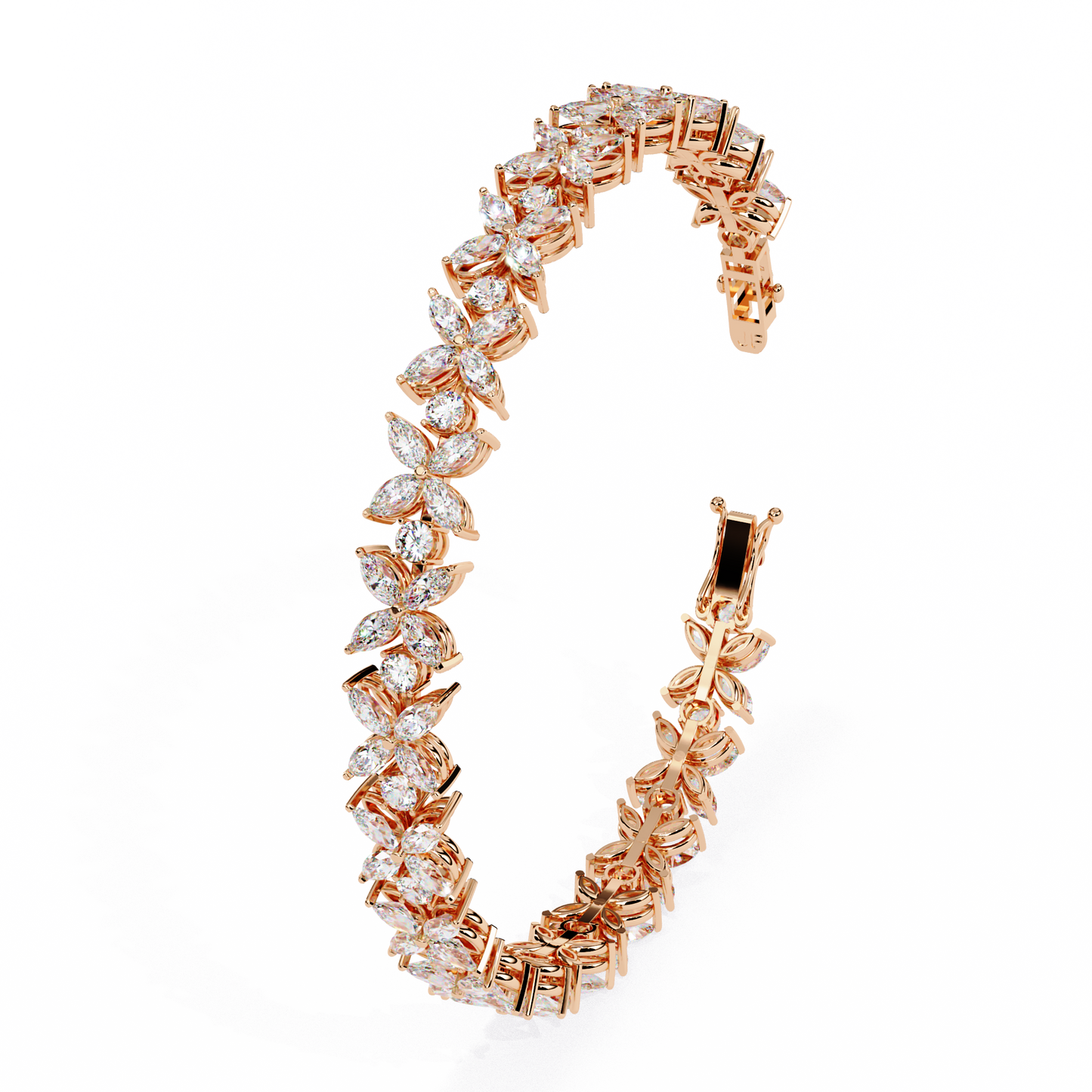 6.25Ct Marquise And Round Cut Diamond Antique Delicate  Vintage 14k Solid Rose Gold Stacking Wedding Tennis Bracelet Gift For Her - HIGHCARAT DIAMONDS