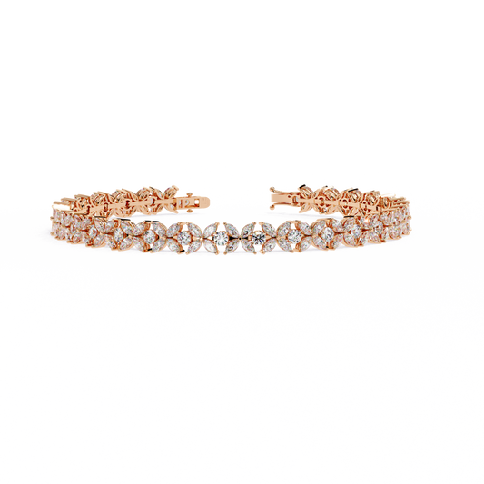 6.25Ct Marquise And Round Cut Diamond Antique Delicate  Vintage 14k Solid Rose Gold Stacking Wedding Tennis Bracelet Gift For Her - HIGHCARAT DIAMONDS