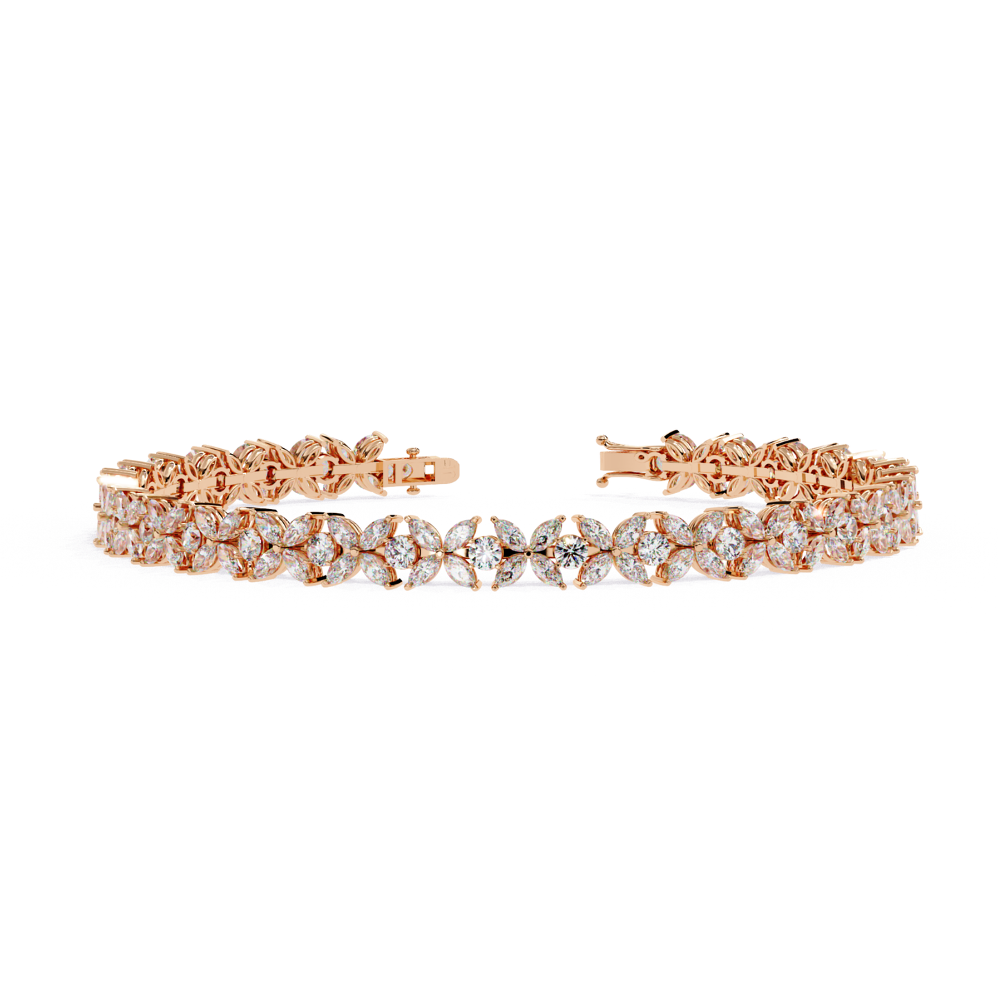 6.25Ct Marquise And Round Cut Diamond Antique Delicate  Vintage 14k Solid Rose Gold Stacking Wedding Tennis Bracelet Gift For Her - HIGHCARAT DIAMONDS
