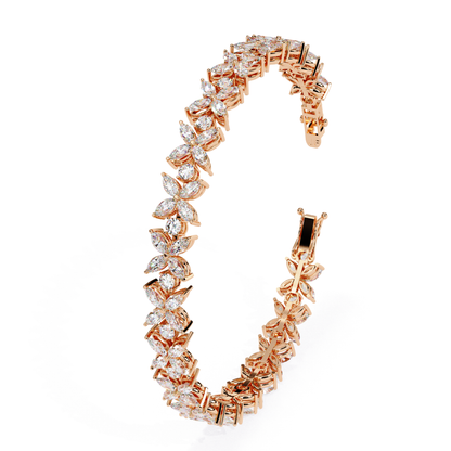 6.25Ct Marquise And Round Cut Diamond Antique Delicate  Vintage 14k Solid Rose Gold Stacking Wedding Tennis Bracelet Gift For Her - HIGHCARAT DIAMONDS