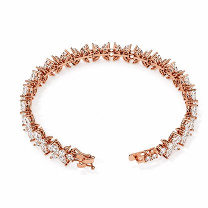 6.25Ct Marquise And Round Cut Diamond Antique Delicate  Vintage 14k Solid Rose Gold Stacking Wedding Tennis Bracelet Gift For Her - HIGHCARAT DIAMONDS