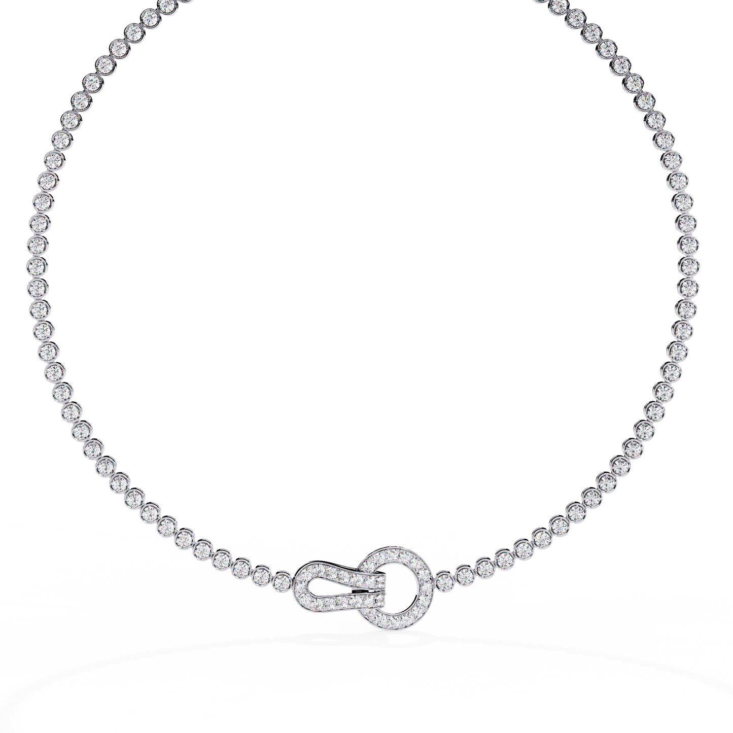 6.42 Ct,10k White Solid Gold Fancy Round Cut Lab Grown& Natural Prong Set  Wedding Diamond  Necklace - HIGHCARAT DIAMONDS