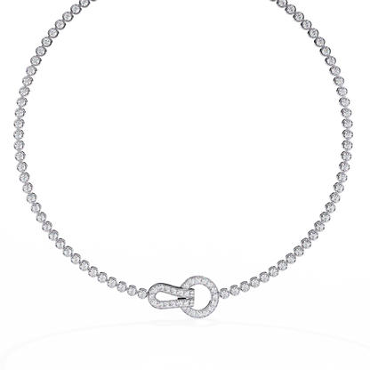 6.42 Ct,10k White Solid Gold Fancy Round Cut Lab Grown& Natural Prong Set  Wedding Diamond  Necklace - HIGHCARAT DIAMONDS