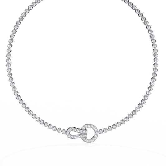6.42 Ct,10k White Solid Gold Fancy Round Cut Lab Grown& Natural Prong Set  Wedding Diamond  Necklace - HIGHCARAT DIAMONDS