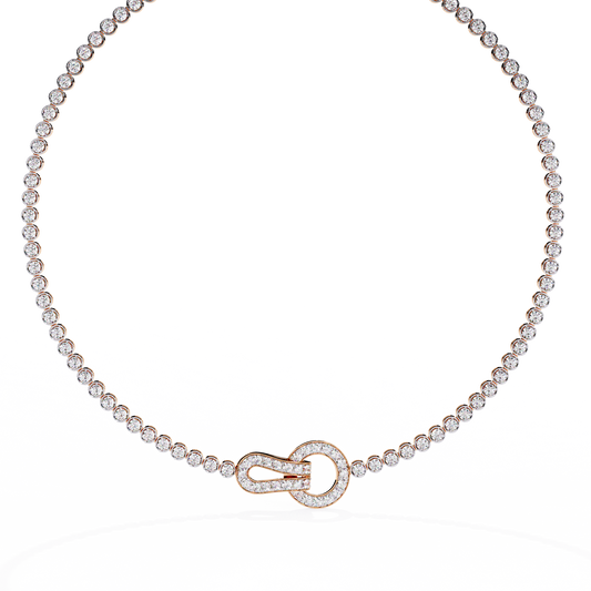 6.42 Ct,10k White Solid Gold Fancy Round Cut Lab Grown& Natural Prong Set  Wedding Diamond  Necklace - HIGHCARAT DIAMONDS