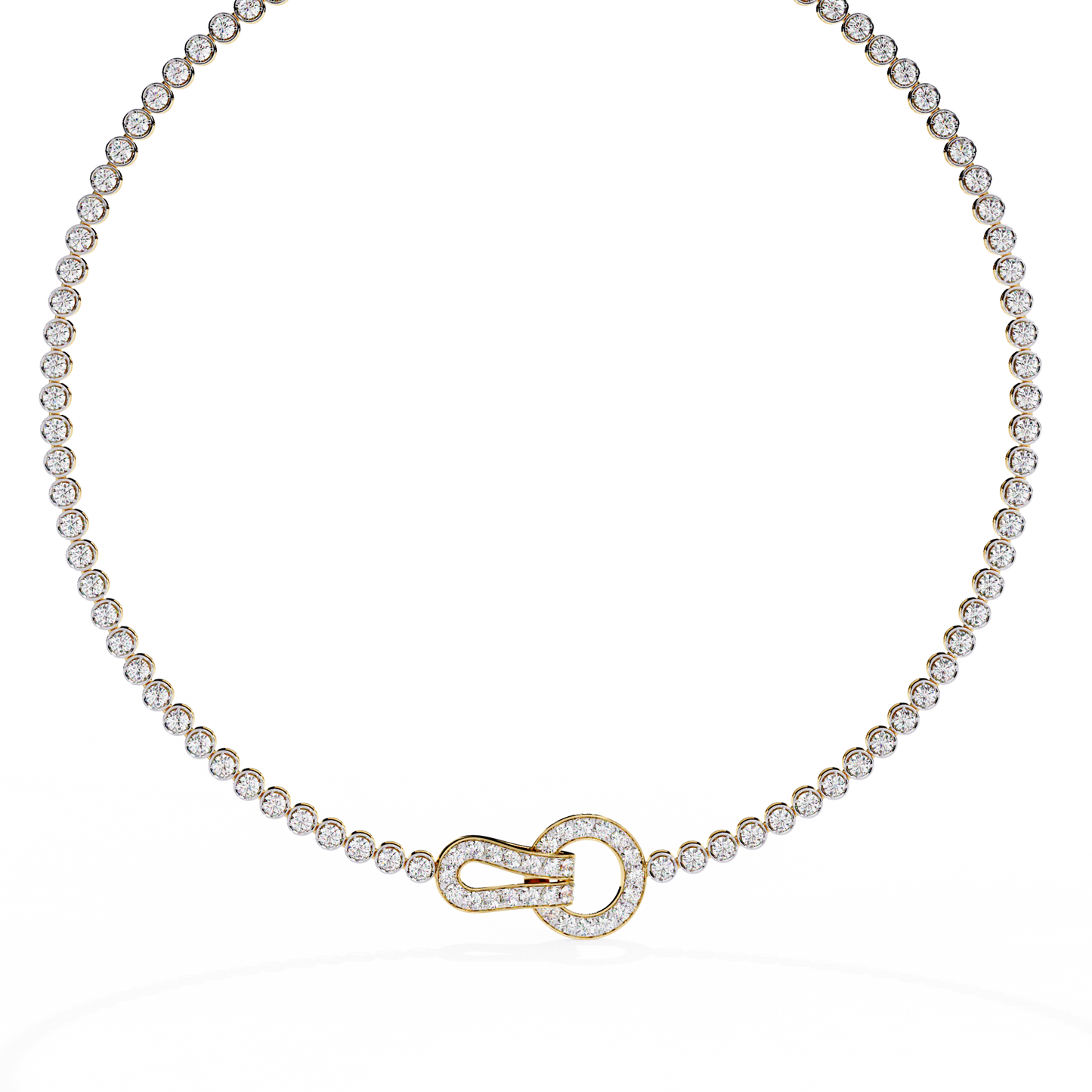 6.42 Ct,10k White Solid Gold Fancy Round Cut Lab Grown& Natural Prong Set  Wedding Diamond  Necklace - HIGHCARAT DIAMONDS