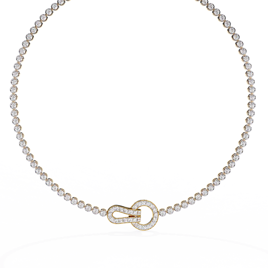 6.42 Ct,10k White Solid Gold Fancy Round Cut Lab Grown& Natural Prong Set  Wedding Diamond  Necklace - HIGHCARAT DIAMONDS