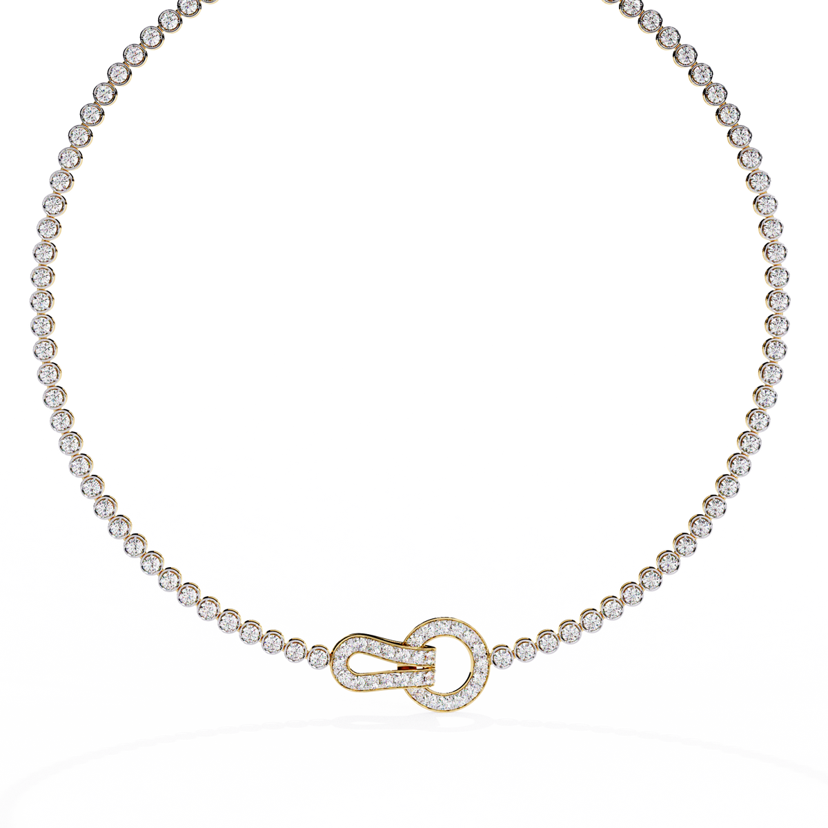 6.42 Ct,10k White Solid Gold Fancy Round Cut Lab Grown& Natural Prong Set  Wedding Diamond  Necklace - HIGHCARAT DIAMONDS