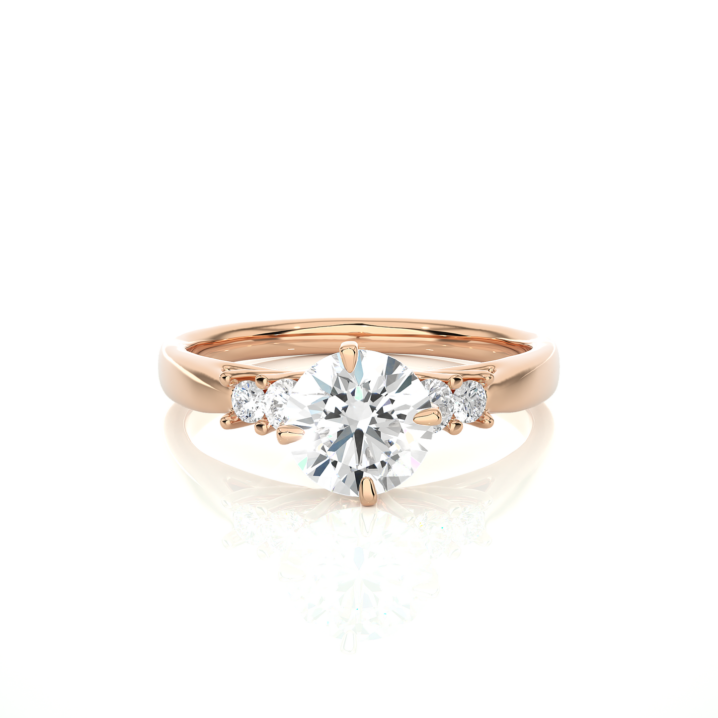 6 Stone Round Cut Lab grown Diamond 18k Solid Gold  Engagement Ring ,Perfect for Your - HIGHCARAT DIAMONDS