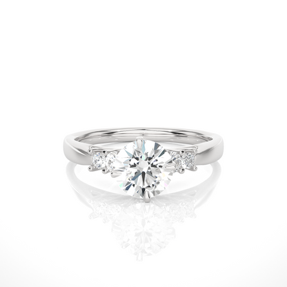 6 Stone Round Cut Lab grown Diamond 18k Solid Gold  Engagement Ring ,Perfect for Your - HIGHCARAT DIAMONDS