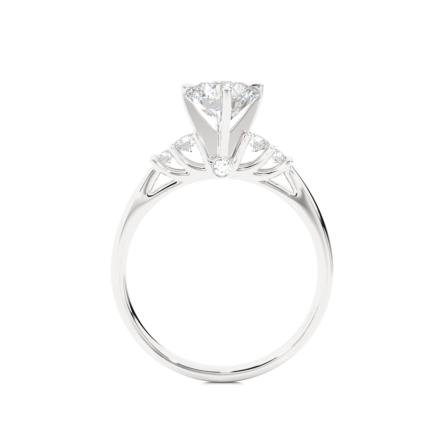 6 Stone Round Cut Lab grown Diamond 18k Solid Gold  Engagement Ring ,Perfect for Your - HIGHCARAT DIAMONDS