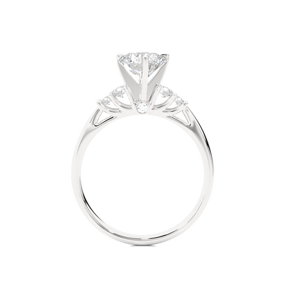 6 Stone Round Cut Lab grown Diamond 18k Solid Gold  Engagement Ring ,Perfect for Your - HIGHCARAT DIAMONDS