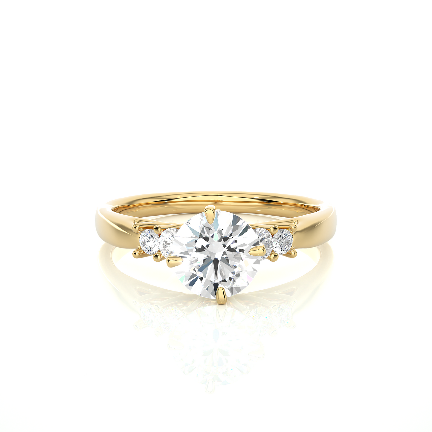 6 Stone Round Cut Lab grown Diamond 18k Solid Gold  Engagement Ring ,Perfect for Your - HIGHCARAT DIAMONDS