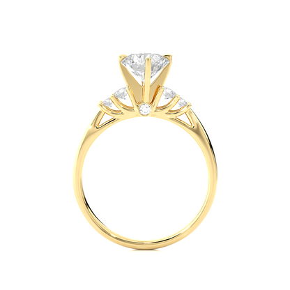 6 Stone Round Cut Lab grown Diamond 18k Solid Gold  Engagement Ring ,Perfect for Your - HIGHCARAT DIAMONDS