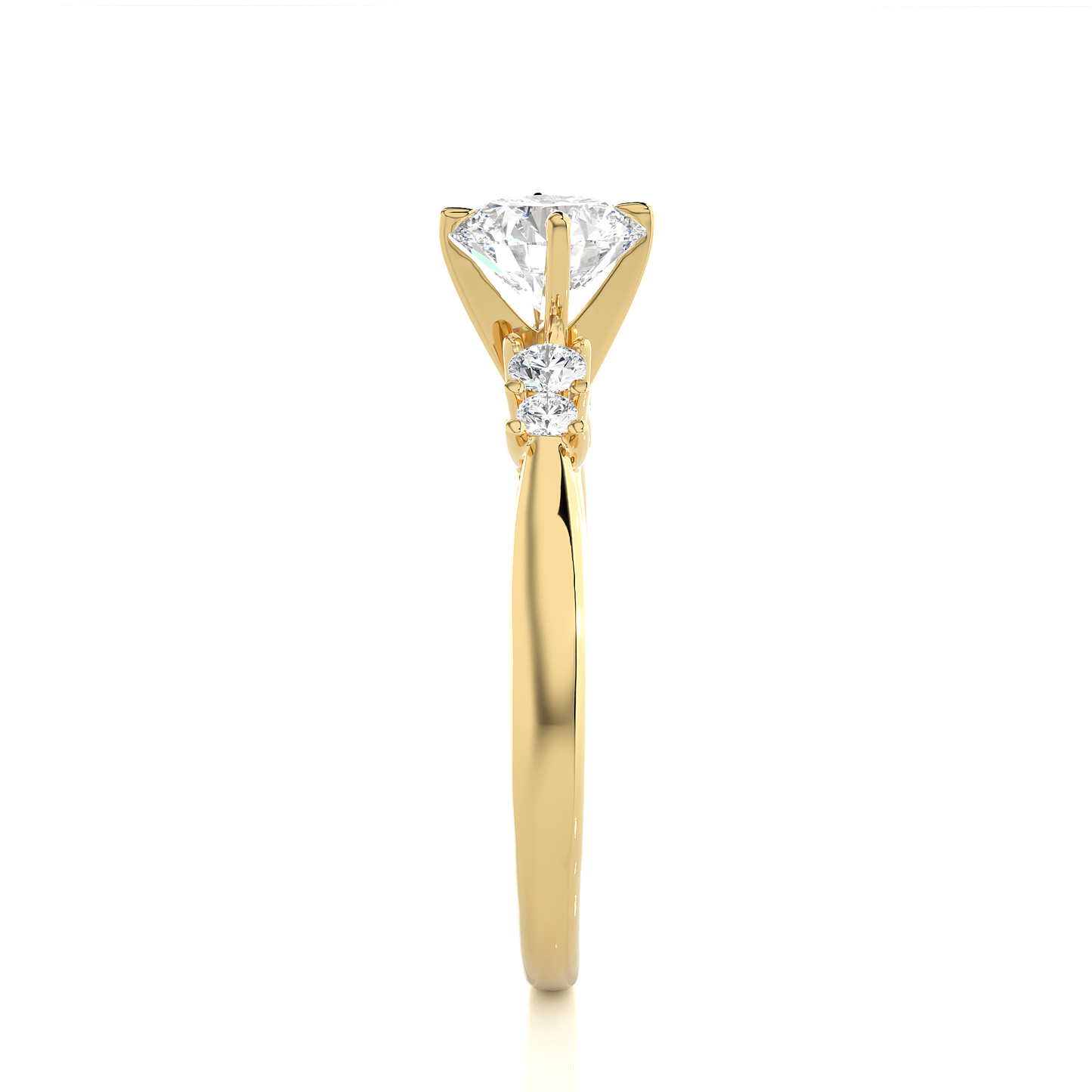 6 Stone Round Cut Lab grown Diamond 18k Solid Gold  Engagement Ring ,Perfect for Your - HIGHCARAT DIAMONDS