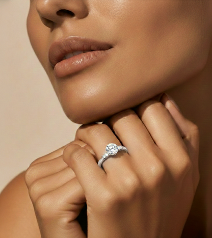 6 Stone Round Cut Lab grown Diamond 18k Solid Gold  Engagement Ring ,Perfect for Your - HIGHCARAT DIAMONDS