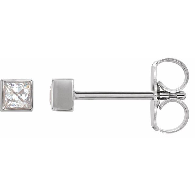 14K White 1/6 CTW Lab-Grown Diamond Bezel Earrings