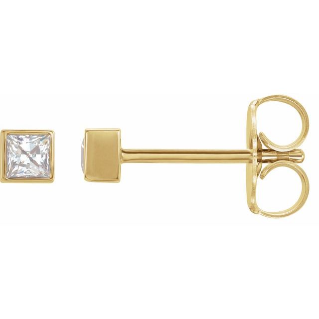 14K White 1/6 CTW Lab-Grown Diamond Bezel Earrings