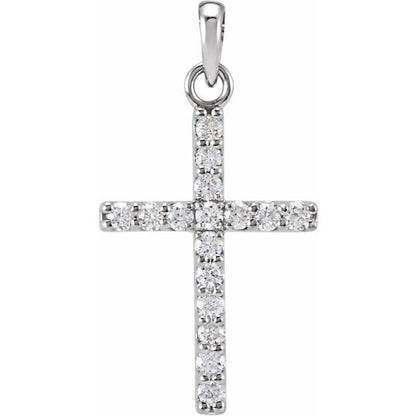 14K Yellow 1/8 CTW Lab-Grown Diamond Cross Pendant