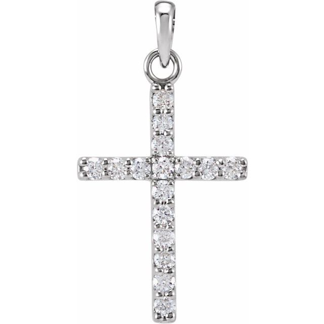 14K Yellow 1/8 CTW Lab-Grown Diamond Cross Pendant