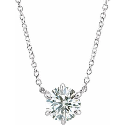 14K Yellow 1/4 CT Lab-Grown Diamond 6-Prong Claw Necklace Center