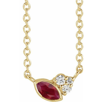 14K White Lab-Grown Ruby & .03 CTW Natural Diamond 16" Necklace