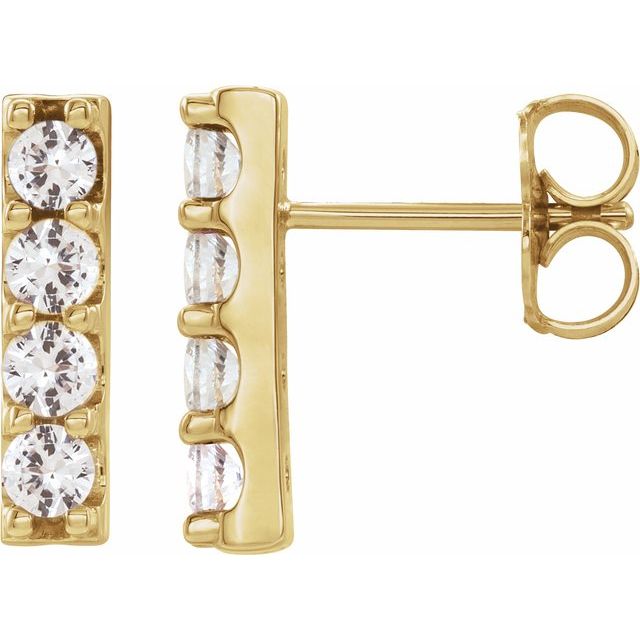 14K Yellow 1/2 CTW Lab-Grown Diamond Bar Earrings