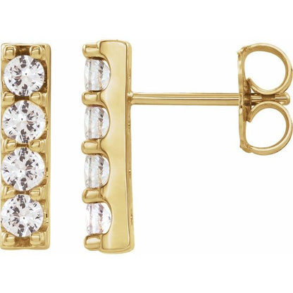14K Yellow 1/2 CTW Lab-Grown Diamond Bar Earrings