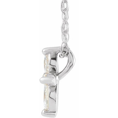14K White 1/6 CTW Natural Diamond Cross 16"Pendants