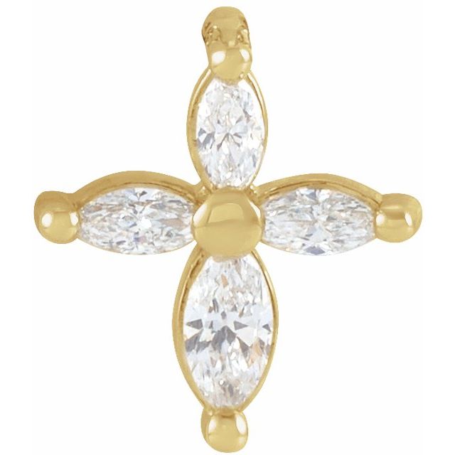 14K Yellow 1/6 CTW Natural Diamond Cross Pendant