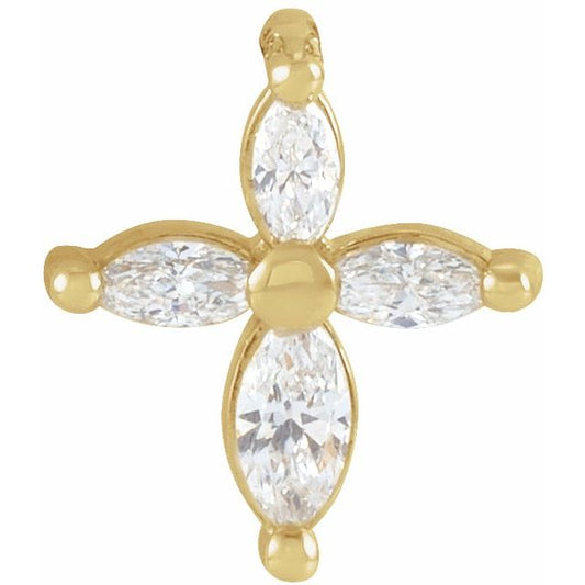 14K Yellow 1/6 CTW Natural Diamond Cross Pendant