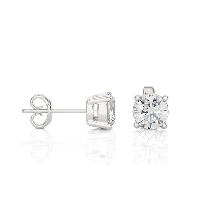 14K Yellow Gold Round Brilliant Cut Diamond Earrings