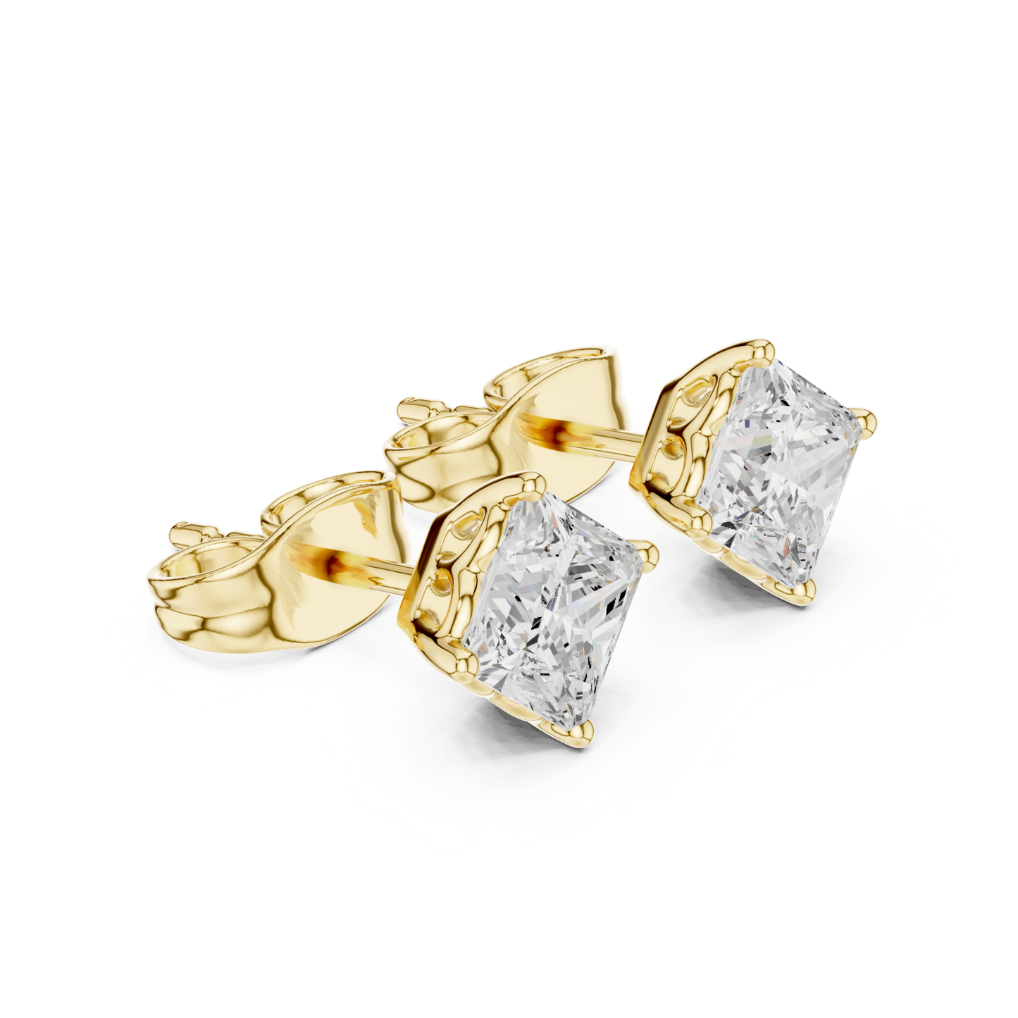 Princess Cut Lab Grown Diamond Prong Set Stud Earring