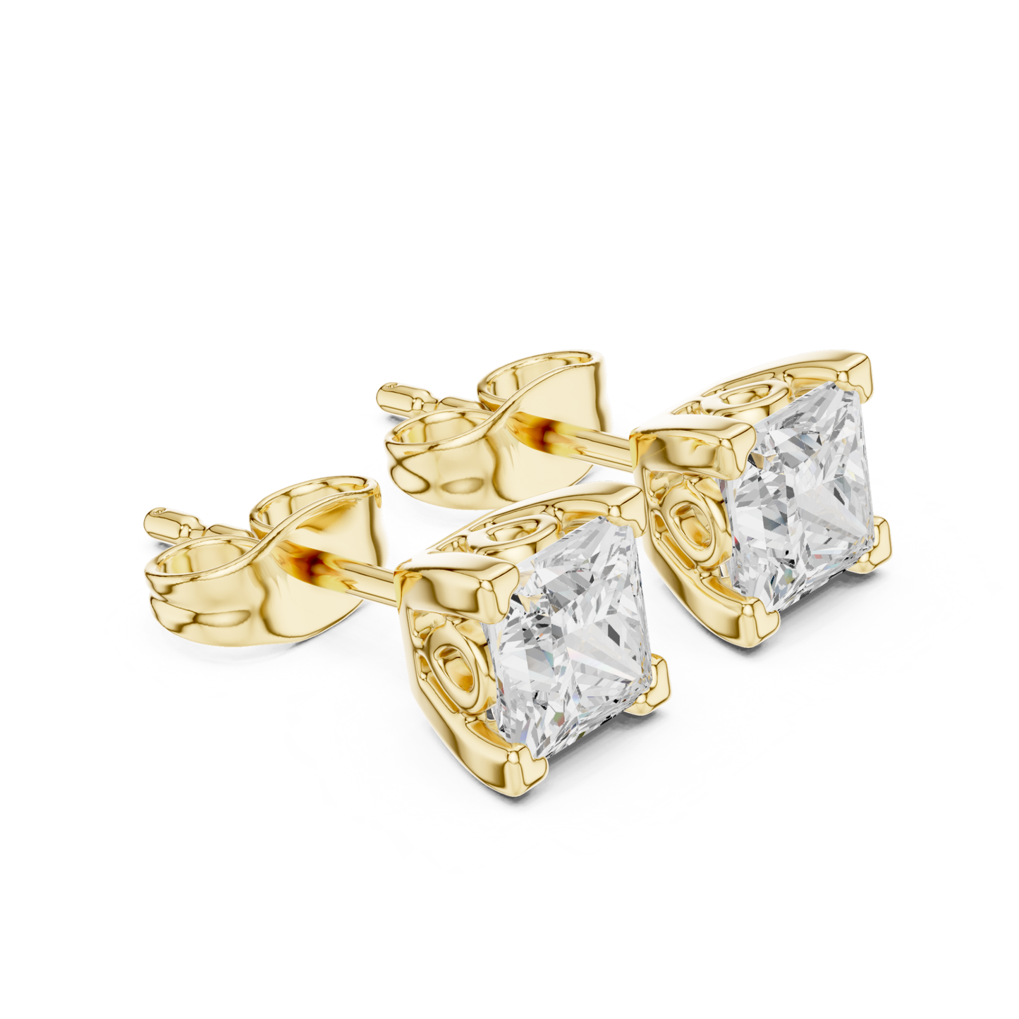 Princess Cut Lab Grown Diamond Solitaire Stud Earring