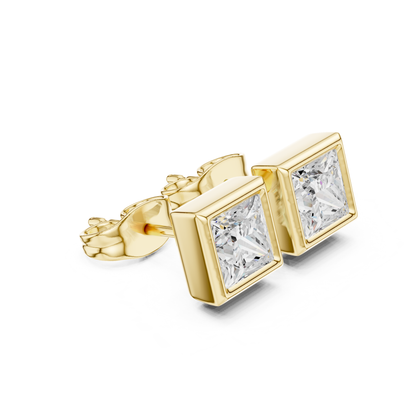 Princess Cut Lab Grown Diamond Vintage Stud Earrings