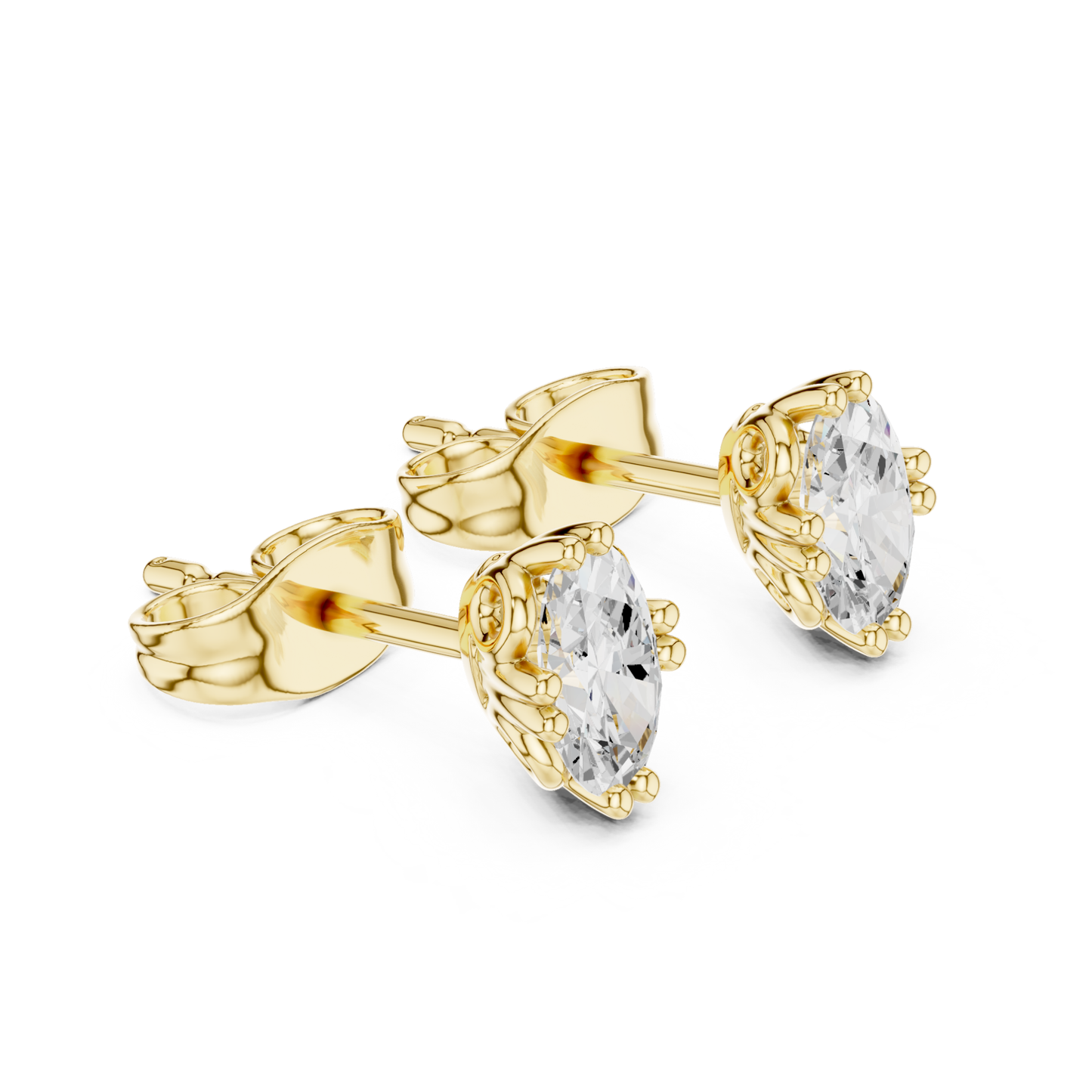 Oval Cut Solitaire Lab Grown Diamond Prong Set Stud Earring
