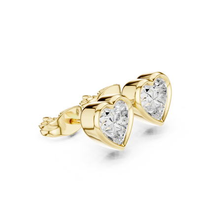 Heart Cut Lab Grown Diamond Vintage Stud Earrings