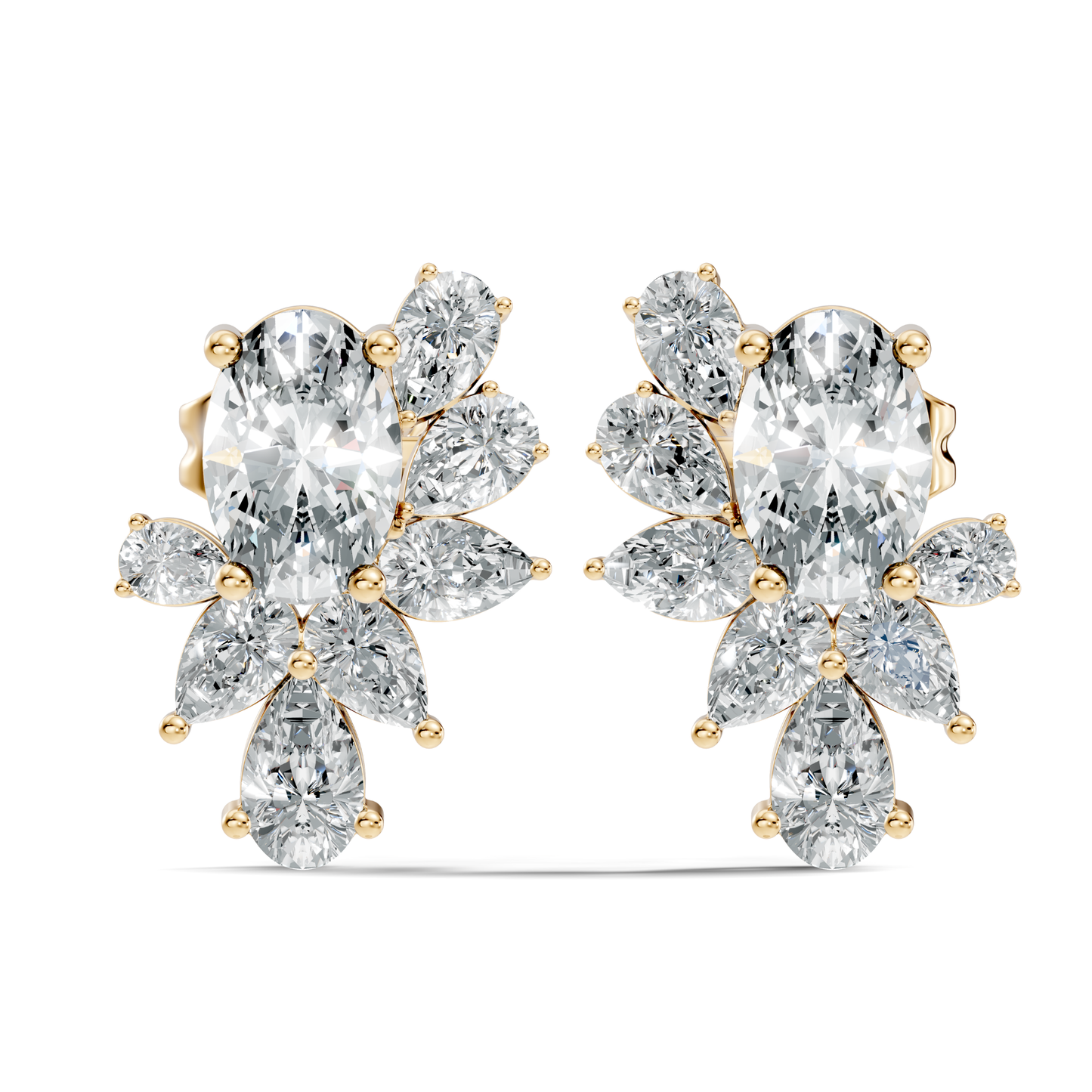 Oval and Pear Cut Lab Grown Diamond Unique Prong Stud Earring