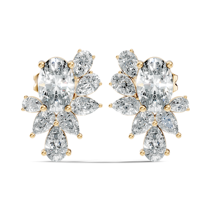 Oval and Pear Cut Lab Grown Diamond Unique Prong Stud Earring