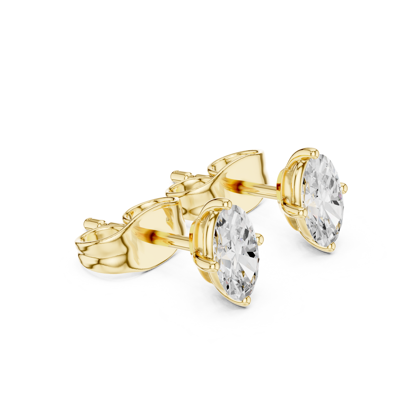 Oval Cut Lab Grown Diamond Solitaire 4 Prong Set Stud Earring