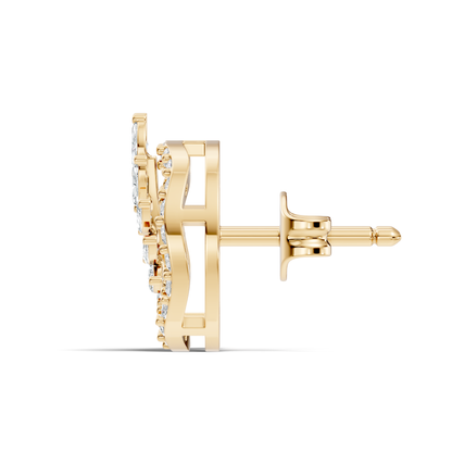 Marquise Cut Lab grown Diamond Leaf Halo Stud Earring